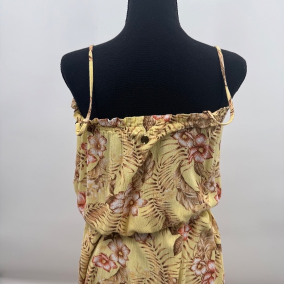 Ripcurl Dress Women Large Yellow Floral Spaghetti Straps Tropical 90s Cottage - Picture 5 of 10